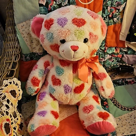 ❤️🎊Host Pick🎊❤️Teddy Bear Plush with hearts all over - Picture 1 of 11